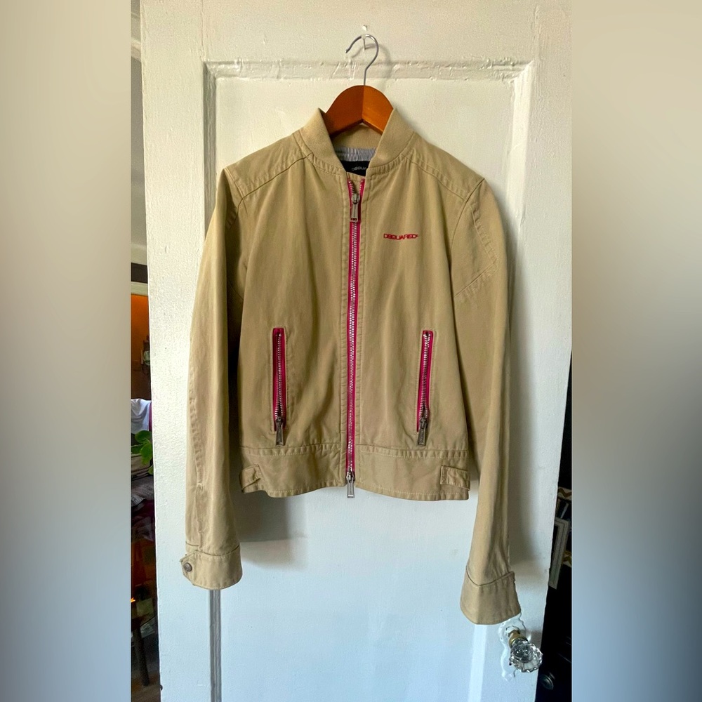 Vintage DSQUARED2 Men’s Bomber Jacket with Red  Zippers ( pre loved )